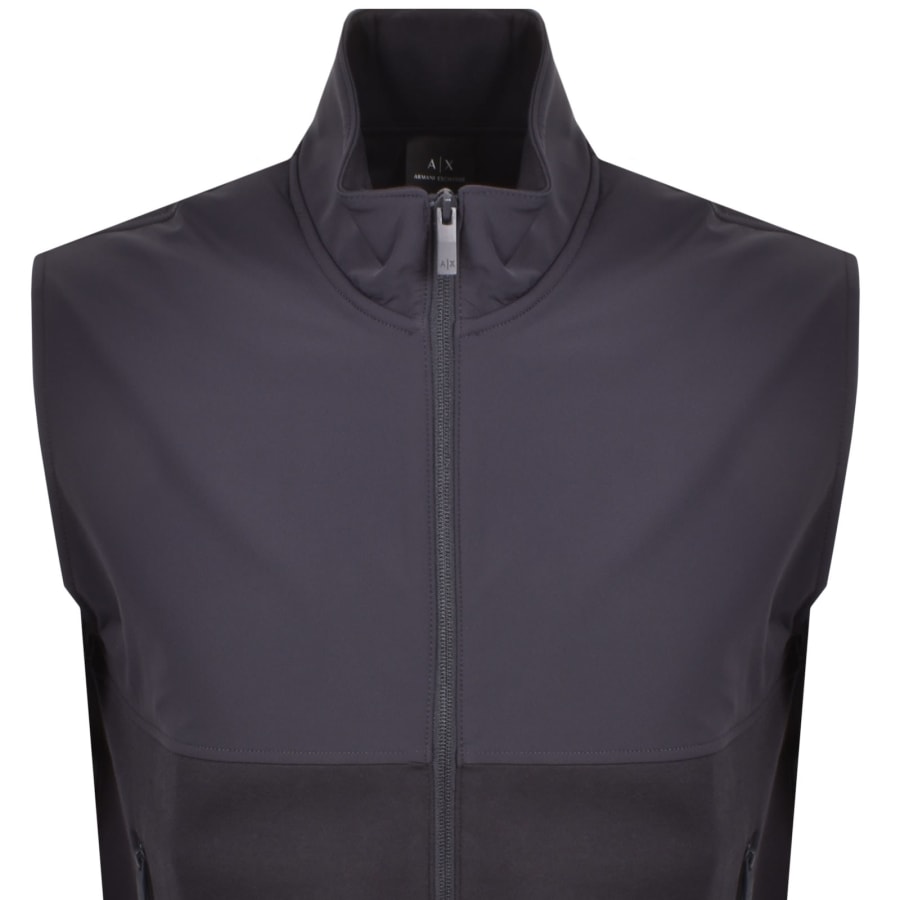 (取寄) アルマーニエクスチェンジ メンズ ストレッチ コットン フル ジップ ベスト Armani Exchange men Stretch Cotton Full Zip Vest Deep Navy Armani Exchange Logo Gilet Navy | Mainline Menswear